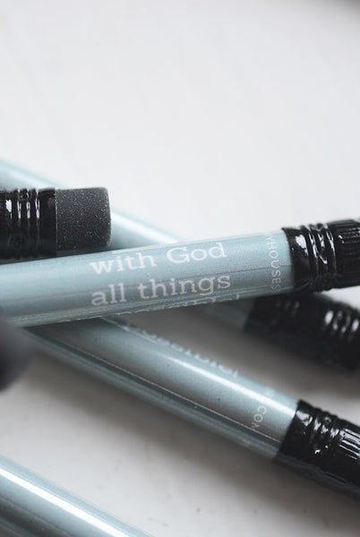 BLEISTIFT MIT RADIERGUMMI: WITH GOD ALL THINGS ARE POSSIBLE