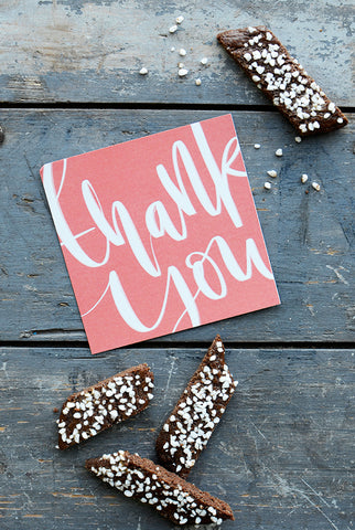 KLEINE QUADRATISCHE POSTKARTE: THANK YOU