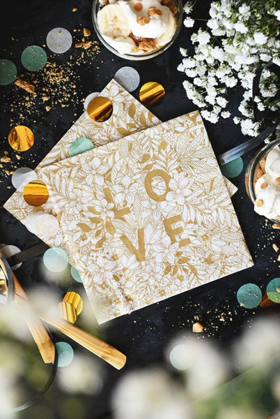 Servietten mit Goldfarbdruck: LOVE & HOPE